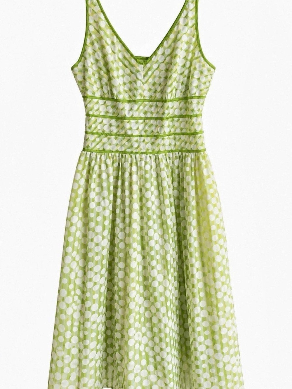 Vintage Robbie Bee Green & White Polka Dot Midi Dress (Vintage Size 16)